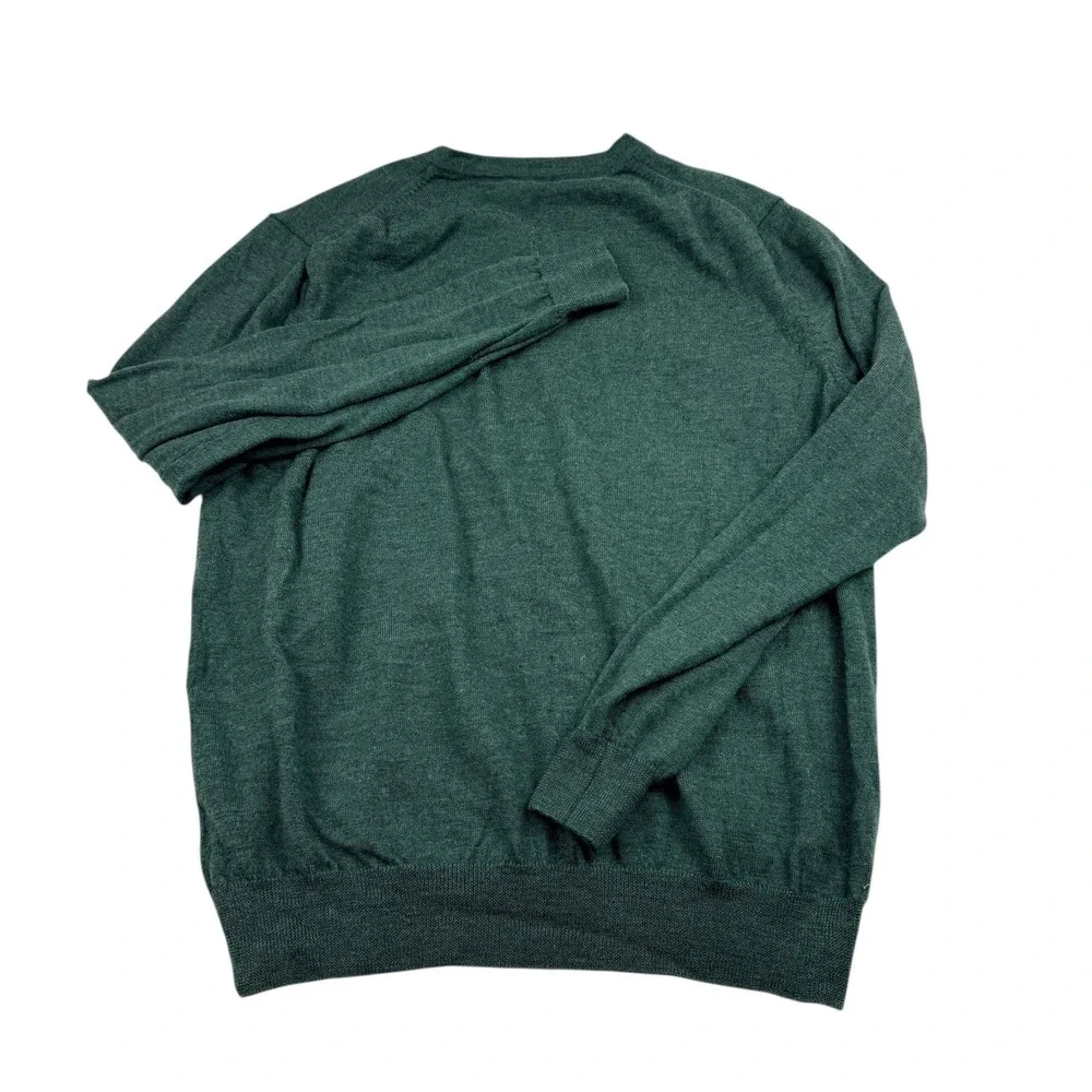 J Crew Italian Merino Wool V Neck Sweater Men's Large Forest Green‎